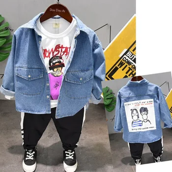 

Kids Boys Clothes spring Autumn Toddler Boys Clothing Set Baby Boy Clothes Denim shirt + T-shirt + pants Children Clothing Sets