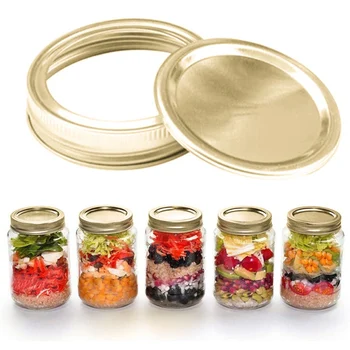 

10PCS Tinplate Iron Ring Cover Split Lid-87MM Gold for airtight jars
