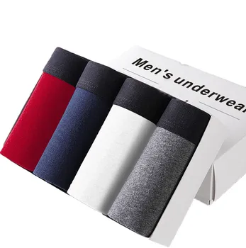

Men's Underwear New Sexy Solid Color Low Waist Soft and Comfortable Breathable Stretch Fashion Casual Daily Boxer 4Pieces 10.1