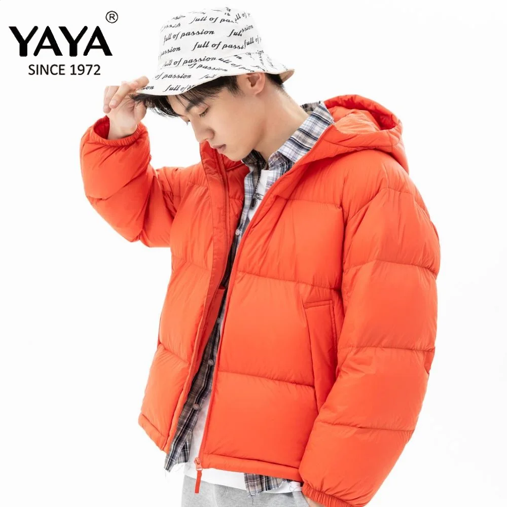 YAYA 2021 Winter Men's  90% White Duck Down Jacket Hooded Couples Style Thick Puffy Coat Windbreak Business Casual Warm Outwear