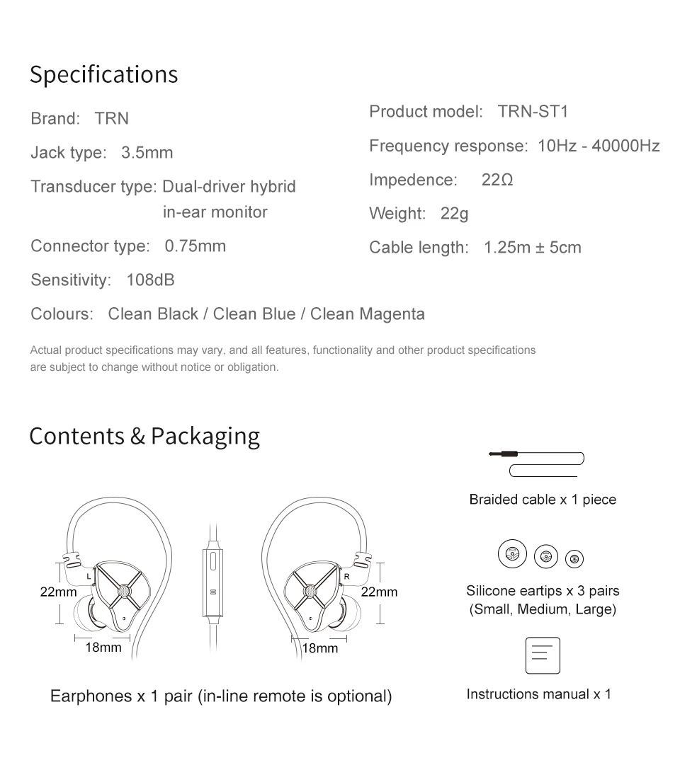 TRN ST1 1DD+ 1BA гибридные наушники в ухо с 2PIN съемные HIFI DJ монитор для бега спортивные наушники ушные наушники гарнитура для iPhone