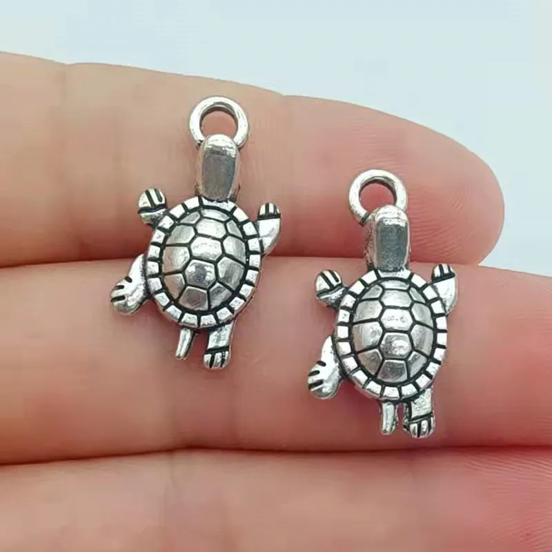 

10pcs 23x12mm Turtle Pendant Antique Silver Color Sea Turtle Charm Sea Turtle Pendant For Jewelry Making charm