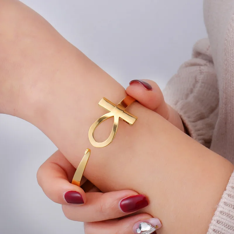 Новый простой модный браслет с крестом для женщин Модный Браслет-манжета