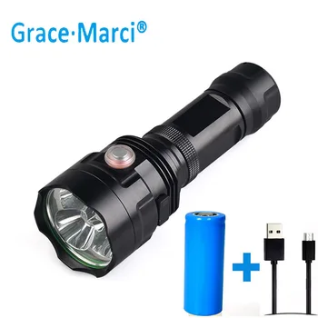 

GM Powerful T6 Flashlight 2000 lumens Tactical USB Rechargeable Flashlight with 26650 Battery