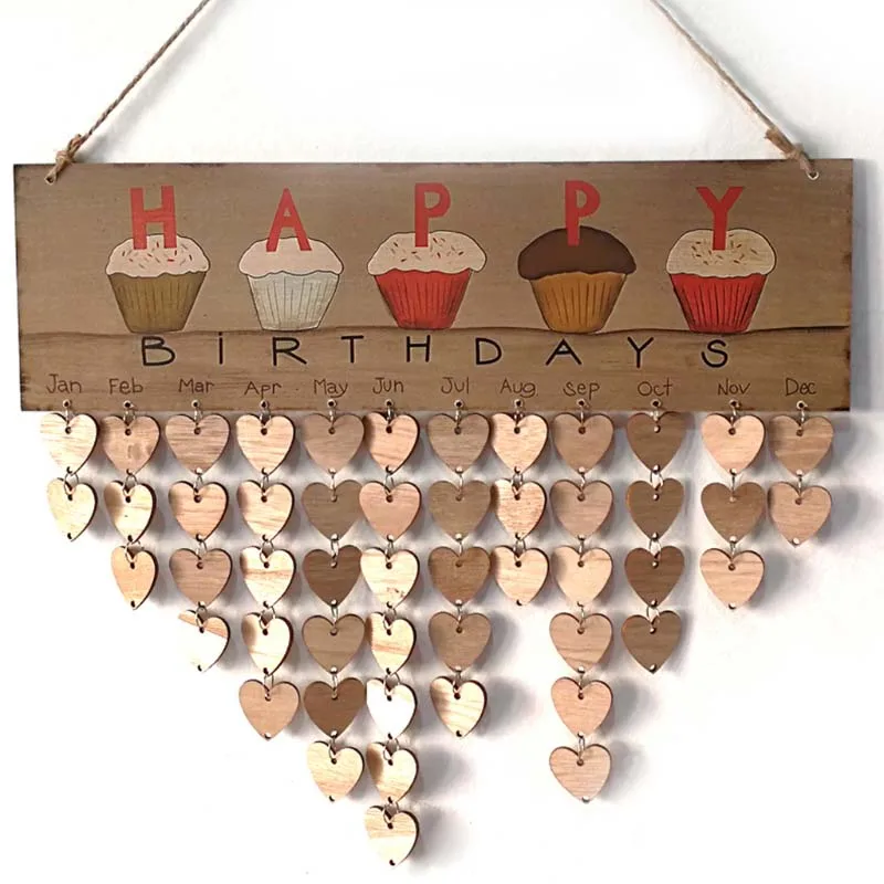 1 Vintage Wooden Calendar Birthday Reminder Plaque Board Wall Hanging DIY Decor Y4UE - Цвет: 1