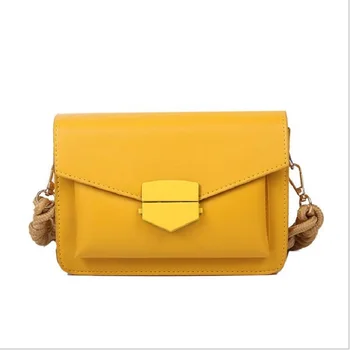 

Women's Small Portable Crossbody Bags Ladies Solid Color Leather Shoulder Bag with Braided Strap Casual Wear-resistant Handbag