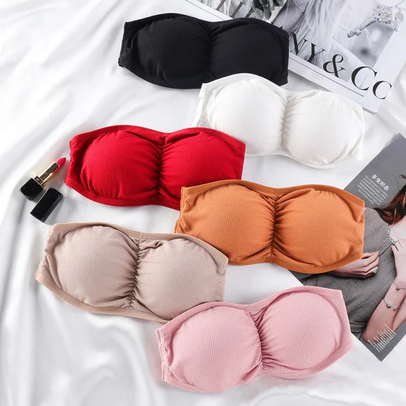 New Seamless Women Tube Tops Strapless Sexy Bra Crop Top Back Closure Bandeau Top Underwear Female Strapless Bra Wrap