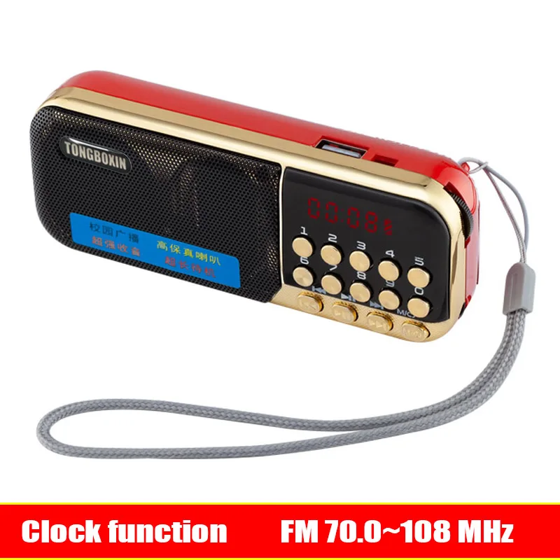 С функцией часов FM 70 ~ 108 МГц Мини Портативный fm радио динамик TF USB MP3 плеер 3,5 мм наушники 18650 перезаряжаемая батарея|Портативные колонки|   | АлиЭкспресс