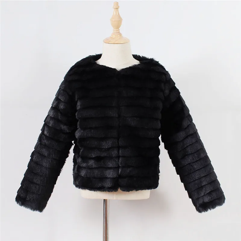 

Baby Girls Autumn Winter Fur Coat Fashion Long Sleeve Solid Single-breasted Outwear High Quality Long Thicken Faux Fur Coat 2-9Y