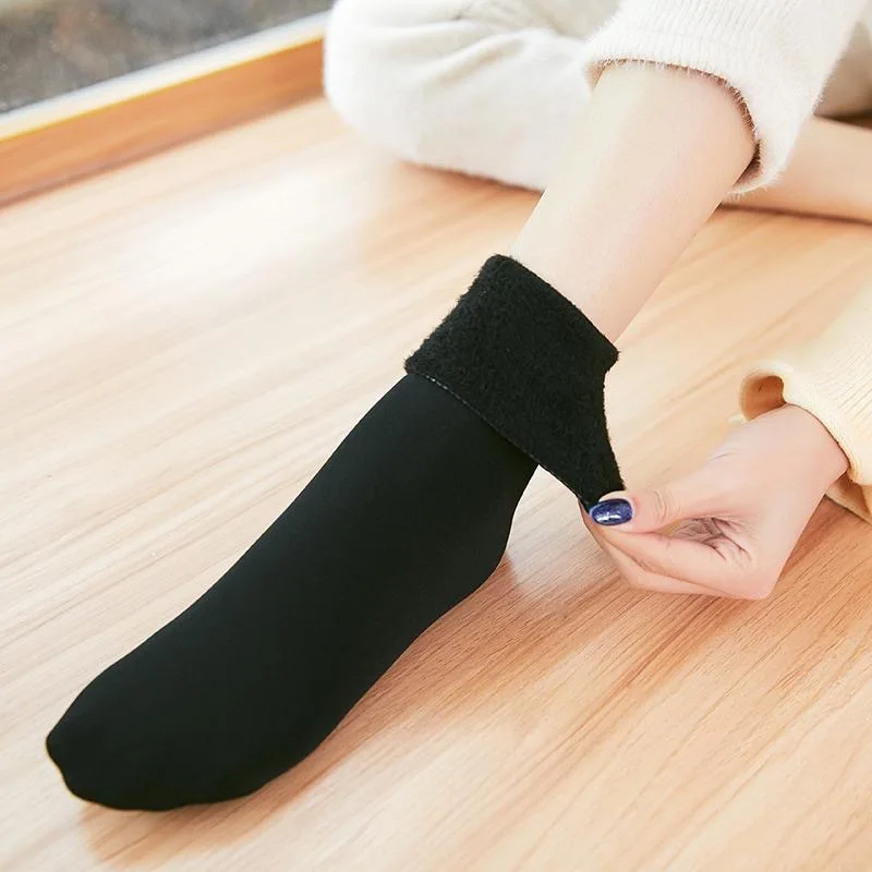 10 пар теплых носков на осень и зиму, флисовые и толстые, мясные теплые зимние носки средней длины без пятки,, чистый цвет