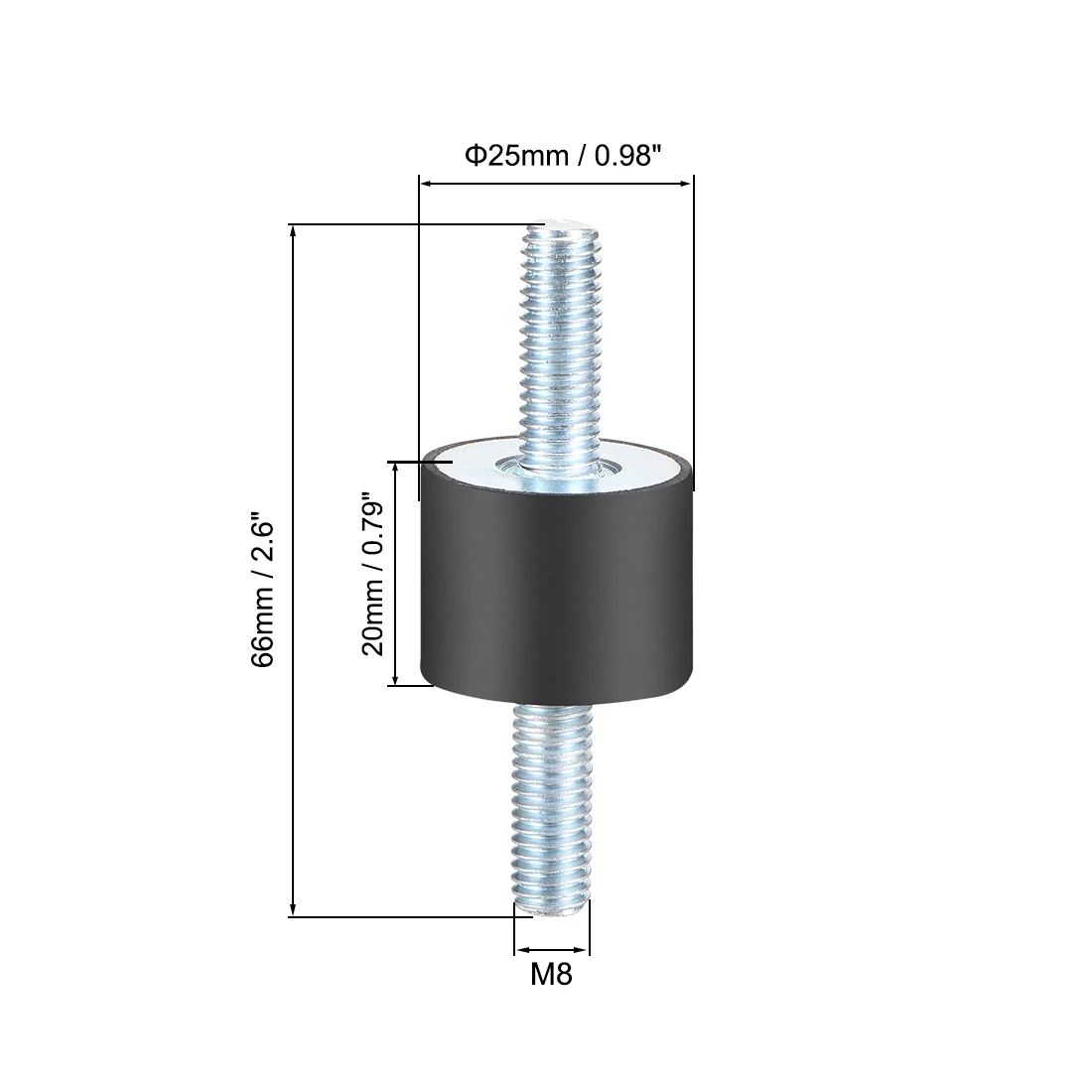 

uxcell 25 x 20mm Rubber Mounts,Vibration Isolators,with M8 x 23mm Studs