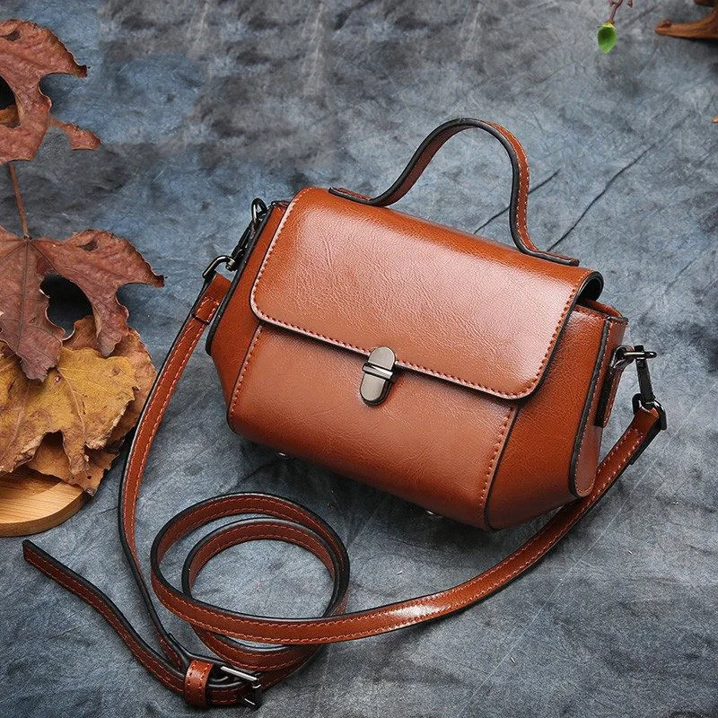 

Single Shoulder Package Woman 2019 Handbag Genuine Leather Oblique Satchel Head Layer Cowhide Woman Package
