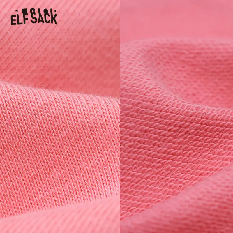 ELFSACK розовый однотонный милый Повседневный пуловер с мультяшным принтом, Женская толстовка, зимние свободные офисные женские топы на каждый день