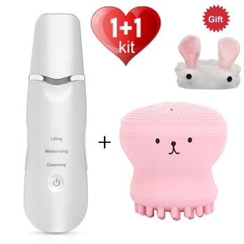 

Ultrasonic Blackhead Shoveling Machine + Flannel Rabbit Ear Headband + Small Octopus Silicone Facial Cleansing Brush