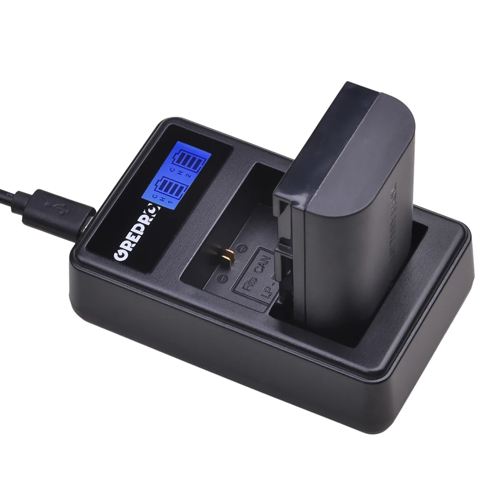 GREPRO LP-E6 LP-E6N LP E6 LPE6 батарея AKKU+ lcd USB двойное зарядное устройство для EOS 5D Mark II 2 III 3 6D 7D 60D 60Da 70D 80D DSLR EOS 5DS - Цвет: 1B with charger