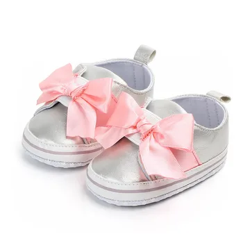 

Fashion Baby Crib Shoes Children Sweet Bowknot Comfortable Soft Soled Flats Shoe Baby Girls First Walker Non Slip Shoes