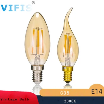 

Vintage Edison 4W C35 E14 LED Filament Light Bulb for Chandelier Pendant Lights Wall Light Bulb Incandescent Bulb AC180-240V