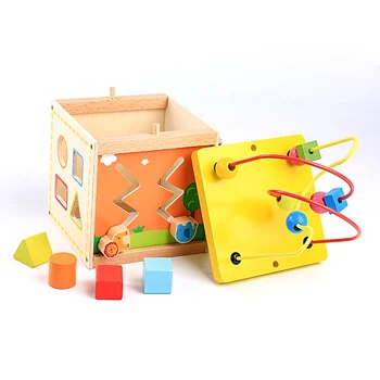 

Children Wooden Multi-Function Puzzle Round Bead Treasure Box Early Learning Intellectual Development Parenting Math Toy