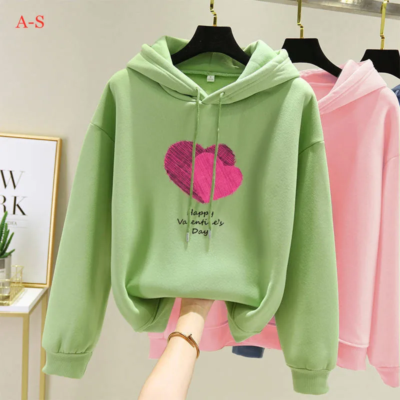 

2019 New Autumn and Winter Hooded Plus Velvet Thick Loose Avocado Green Sweater Tide Ins Fashion Women