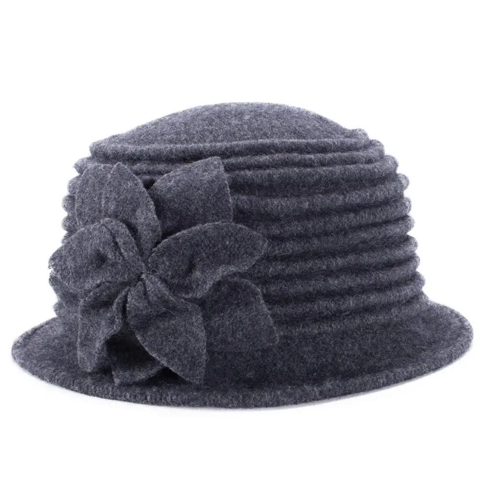 Dark Gray Lawliet женские 1920s Вид шерсть Берет Beanie Cloche ведро зимняя шапка A543 - Цвет: Dark Gray