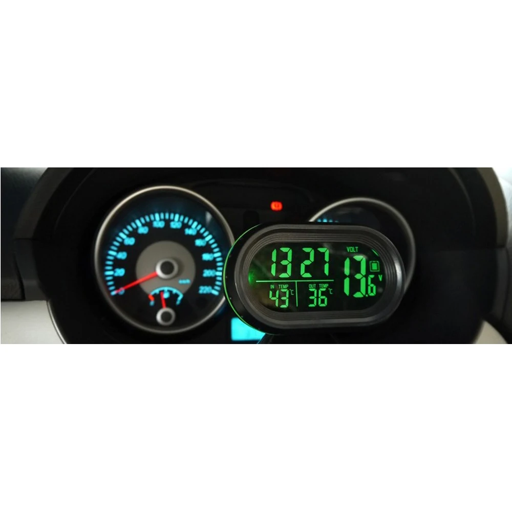 12 V-24 V показывает дату и время двойной Температура Автоматический цифровой автомобильный термометр Напряжение метр монитор с светящимся циферблатом