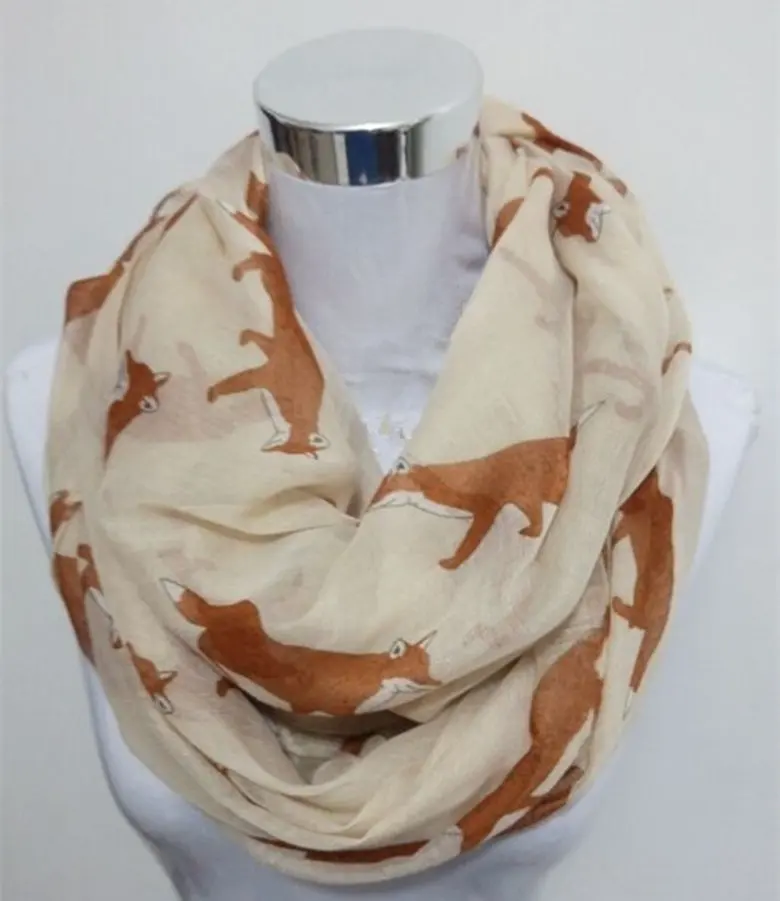 Infinity Beige Новая мода лиса Бесконечность шарф Горячая Распродажа вискоза женские кольца шарфы шарф с животными лисы круг шарфы - Цвет: Infinity Beige