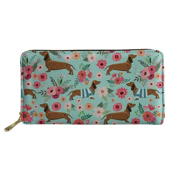 

Noisy Designs Women Long travel wallet Dog Dachshund Girls Coin Card Cases Bags Travel Storage Money Purse Casual Flower Bag