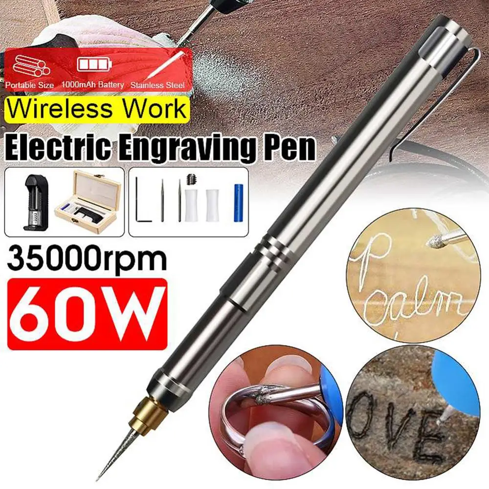 Mini Cordless Electric Carving Pen 3.7 V Rechargeable Engraving Tool DIY Engraver Grinder Polishing Tools Set with Wooden Box|Power Tool Accessories| - AliExpress