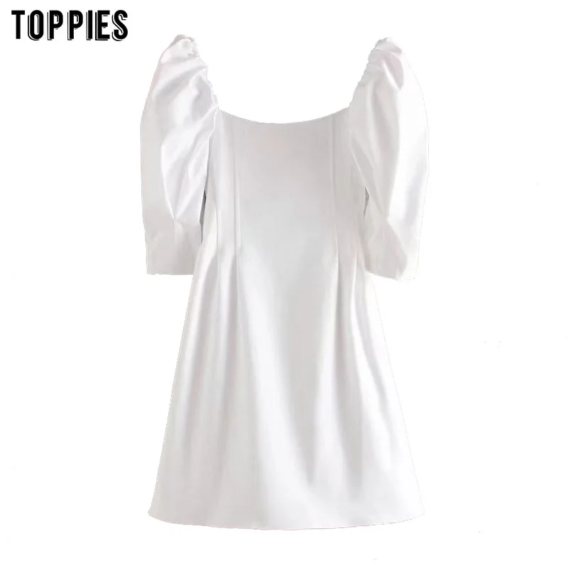 Toppies Сексуальное Мини платье для женщин летние тонкие вечерние платья с коротким рукавом sqaure воротники женские элегантные vestidso|Платья| | АлиЭкспресс
