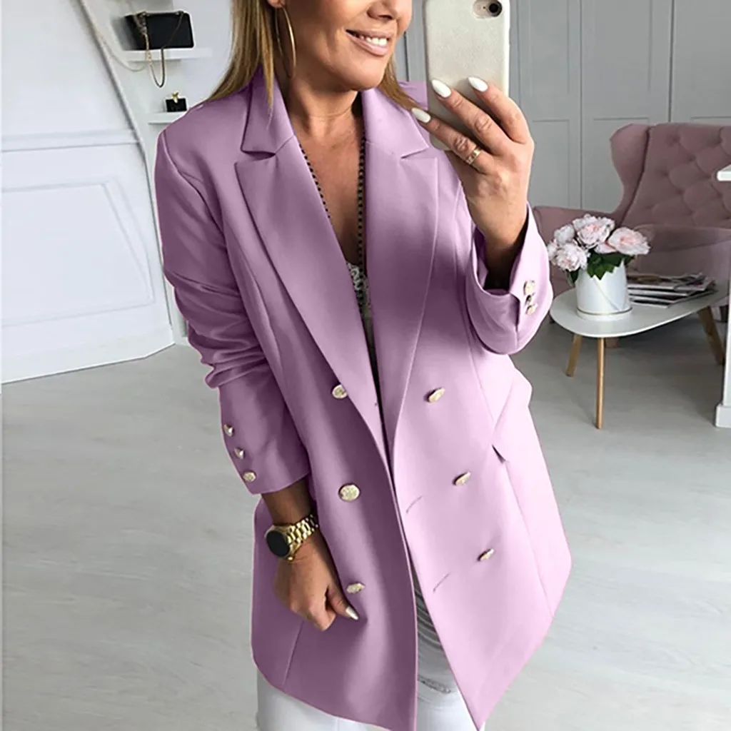 JAYCOSIN, Женское зимнее пальто, Повседневная Верхняя одежда с длинным рукавом, пальто, одноцветное, двубортное, элегантное, Mujer, шерстяное пальто