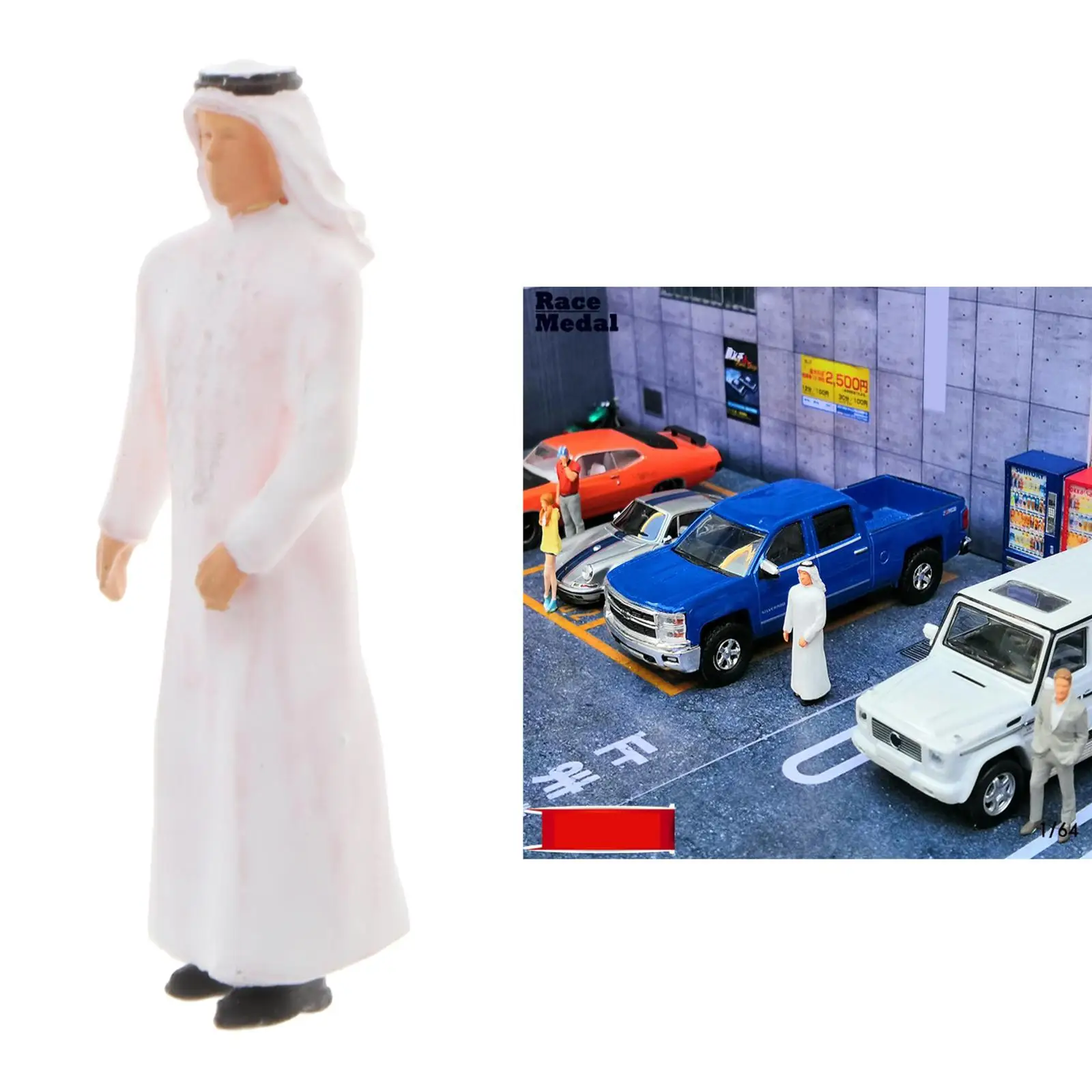 Street People Figures Model Dubai Prince Sports Car Owner Standing Pose Mini Miniature 1/64 Sand Table Photography Accessories