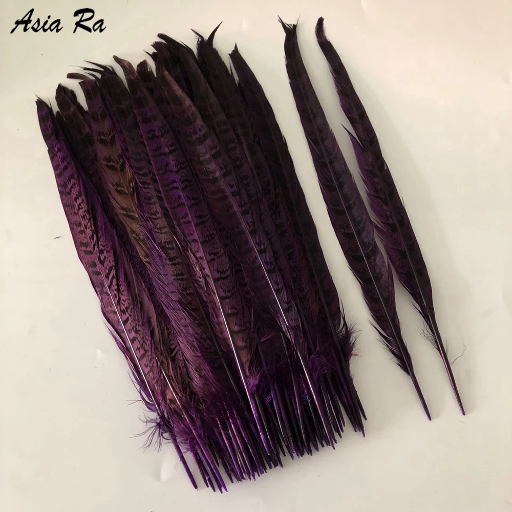 purple 100 шт./лот перья из хвоста фазана 25-30 см/10-12 дюймов Натуральные женские перья фазана для рукоделия своими руками Свадебные украшения Шлейфы - Цвет: purple
