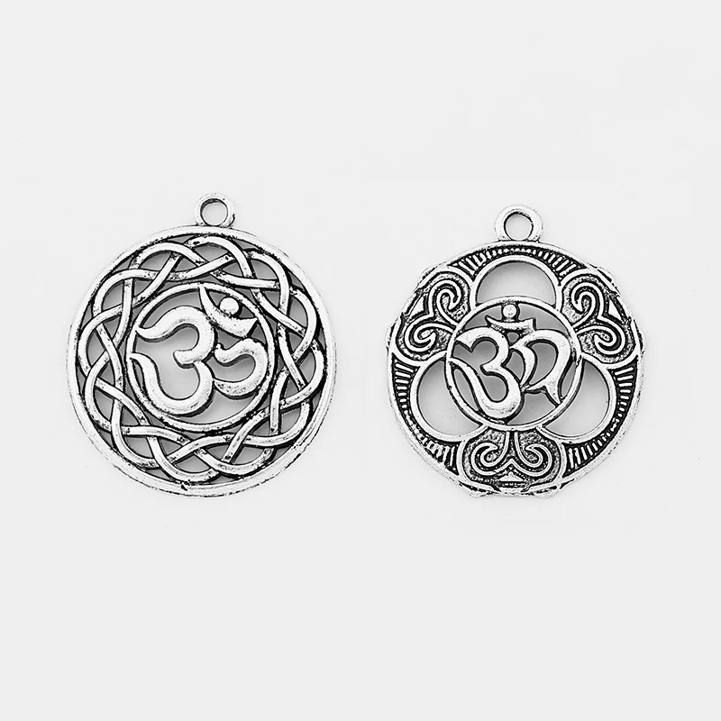 

Подвески для йоги OM в 2 стилях, 10 шт., подвески из металлического сплава под старину серебряного цвета для изготовления ювелирных изделий своими руками, аксессуары ручной работы