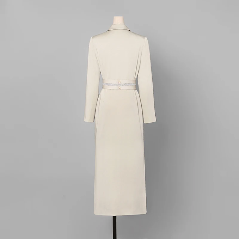 TVVOVVIN New Autumn Lapel Long Sleeve Split Button Pockets Bandage Temperament Windbreaker Women Trench Fashion Tide D093