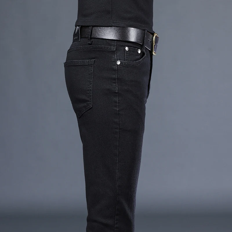 Men's Skinny Jeans Knee Ripped Hole Little Feet Pants Elasticity Slimming Hip Hop Denim Trousers