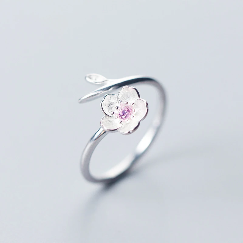 Trustdavis 925 однотонные настоящие серьги-подвески с цветочным украшением из чистого серебра розовый CZ коктейльное кольцо будет значительным 5 6 7 для Для женщин девушки, детский подарок на Рождество, DS1006