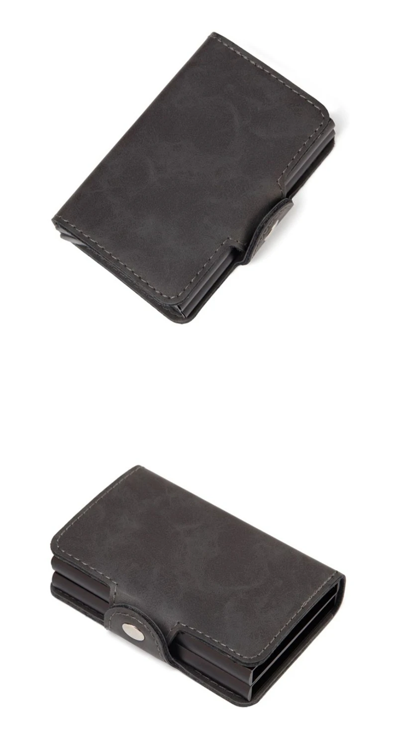 Унисекс двойные алюминиевые кошельки кожаный кредитный держатель для Карт RFID металлический кошелек автоматический всплывающий Противоугонный кошелек чехол для визиток
