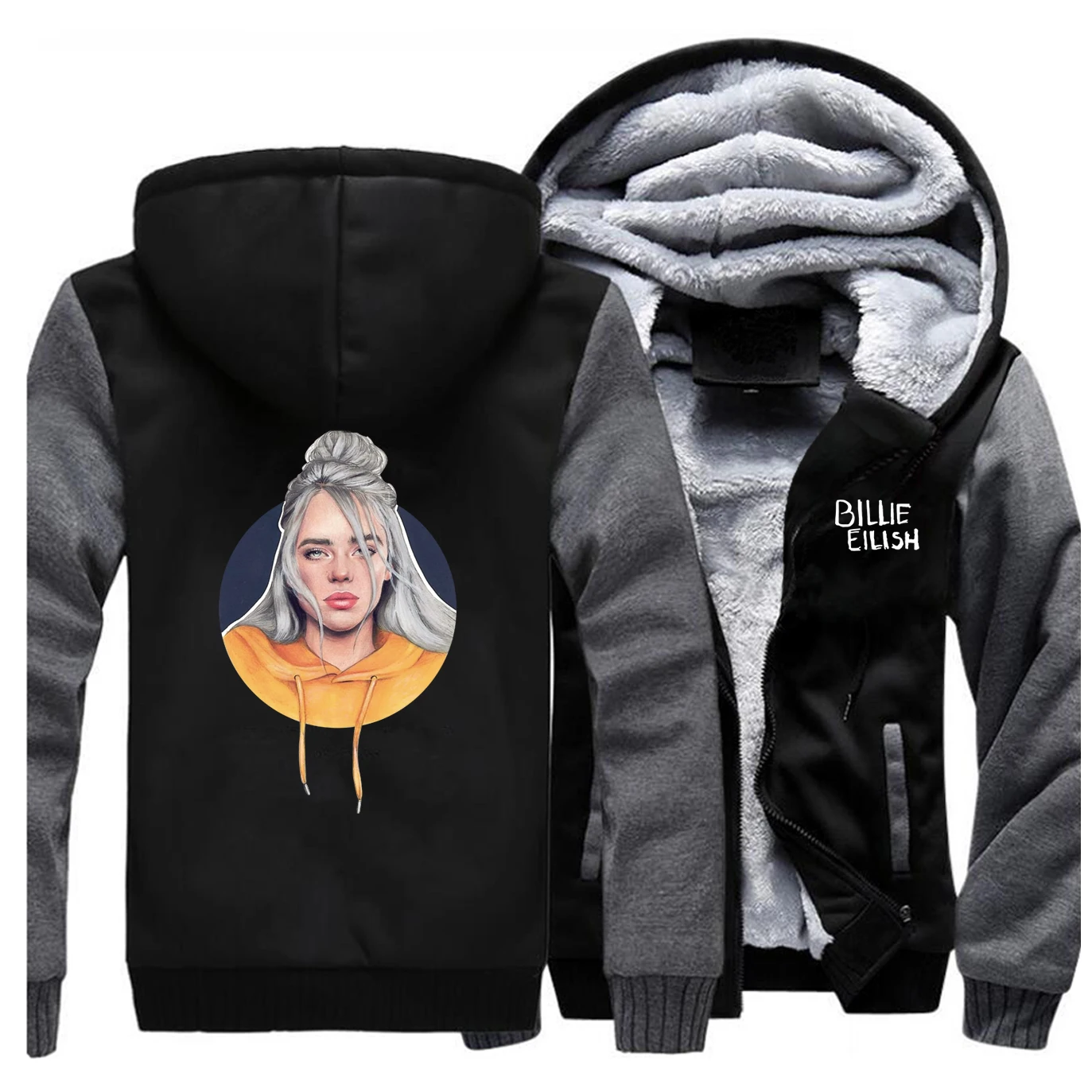 Billie Eilish Bad Guy мужская толстовка с капюшоном в стиле «хип-хоп» осень зима бодиутеплитель толстовки толстые теплые флисовые мужские модные спортивные костюмы - Цвет: Dark Gray Black
