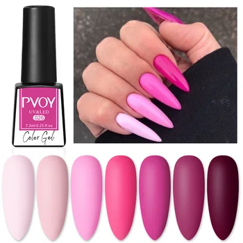 

PVOY 7.3ml Matte Long Lasting Gel Nail Polish Supply 60 Colors Soak Off UV LED Gel Varnish Coat Color Gel Base TOp Coat Gel
