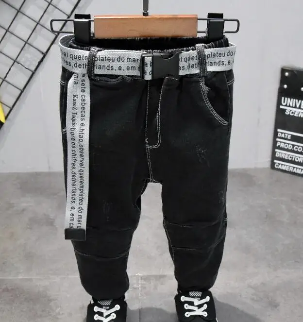 jeans Горячая распродажа! г. Комплекты зимней стильной одежды для детей вязаный жилет для маленьких мальчиков толстая футболка плотные джинсы спортивный костюм комплект детской одежды - Цвет: jeans