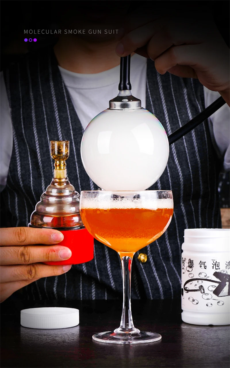 Description Picture 2 of itemAixiangru Cocktail Smoker Kitchen Accessories Molecular Bubble Water Smoking Gun Meat Drink Food Sawdust Infuser Set Bar Tools