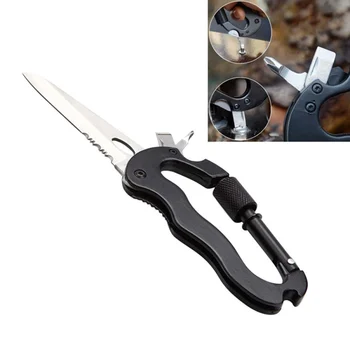 

Buckle Rock keychain Outdoor Multifunction Climbing Carabiner Hook Survival Camping Hiking 5 in 1 Aluminum Gear Multi Tool