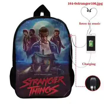 

Mochila Men Rucksacks Women 16 Inch USB Backpacks Teenager Boys Girls School Bag Children Stranger Things 3d Printed Schoolbag