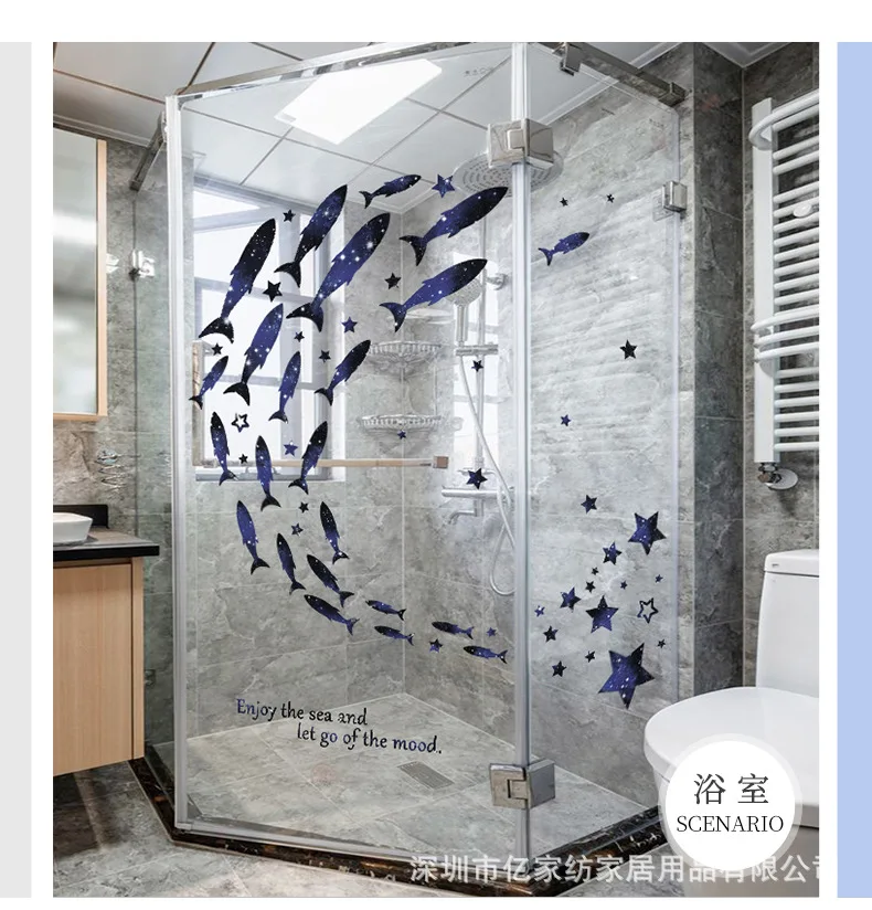Creative Star Small Fish Stickers CHILDREN'S Room Heart Stickers Bedroom Wall Decoration Sofa Wall Adhesive Paper Mural