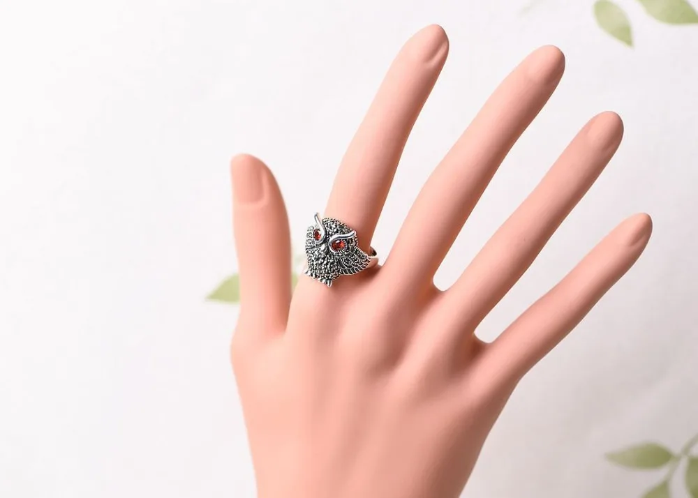 GAGAFEEL, 925 пробы, серебряное кольцо с инкрустацией совы, регулируемый марказит, серебряное женское кольцо, ретро ювелирное изделие для женщин