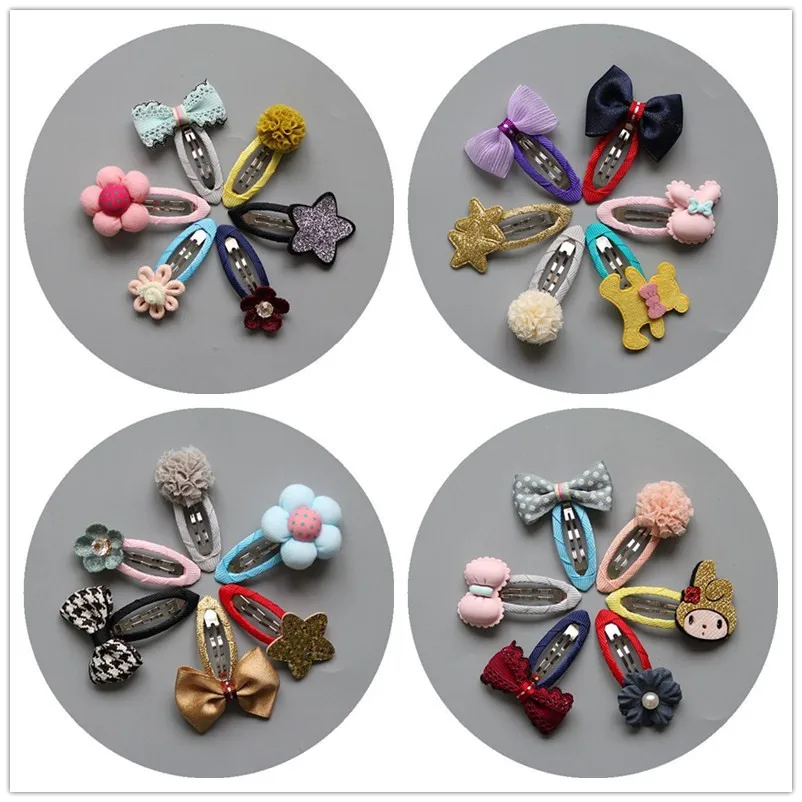 6pcs/card Baby Girls Bow Knot Hairpins Children Kids Cute Hairgrips Lovely Headwear Infants Barrettes Toddlers Hair Accessories
