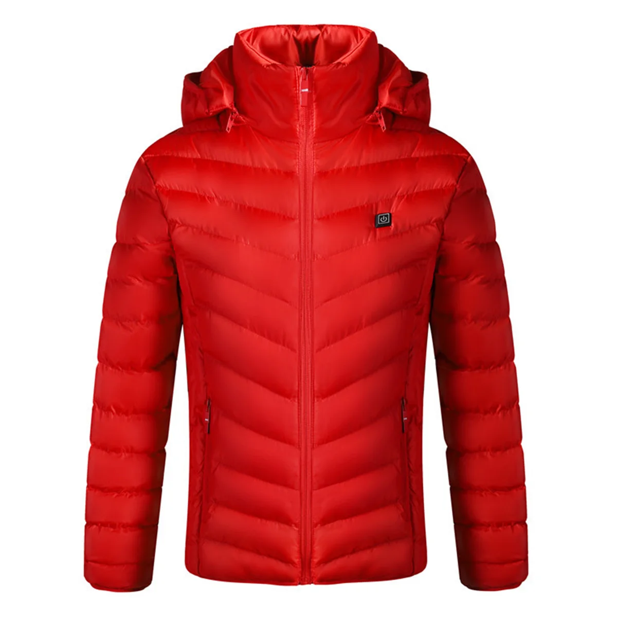 S-4XL зимняя USB Инфракрасная куртка с подогревом для мужчин и женщин тонкий пуховик водонепроницаемый, с длинными рукавами с капюшоном теплая одежда для пеших прогулок на лыжах - Цвет: Красный