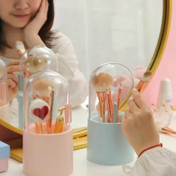 

Makeup brush storage bucket transparent portable out with cover dustproof pearl acrylic eyebrow pencil eyeliner LB72414