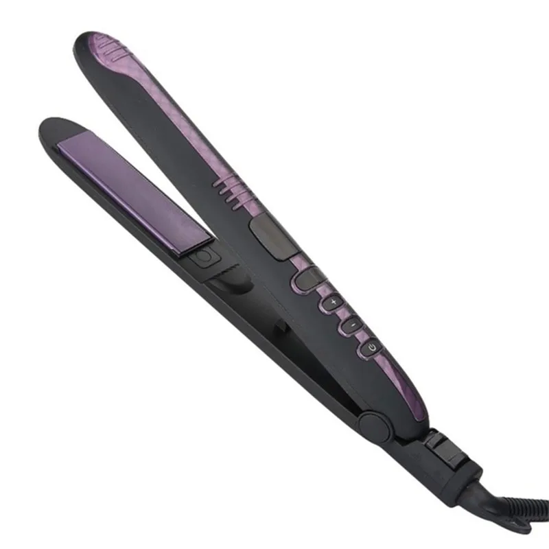 

2 In 1 Digital Display Blue Screen Anion Ceramic Straight Hair Curly Hair Straightener Hair Curler Salon Hair Styling Tool With