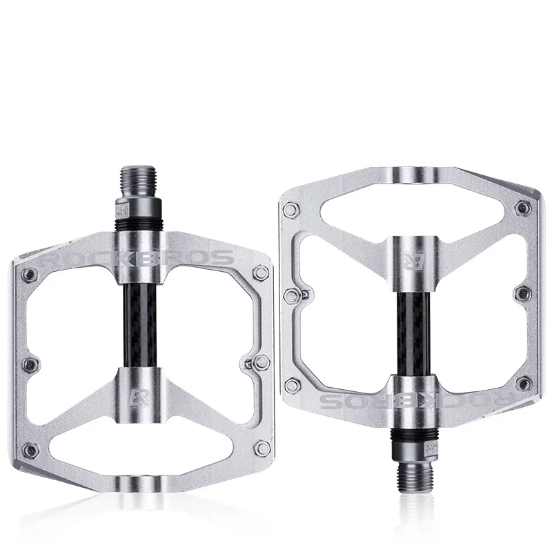 Sliver bike pedals ROCKBROS MTB велосипедные педали герметичный DU подшипник алюминиевый сплав велосипедные педали полый Сверхлегкий нескользящий шип велосипедная часть плоская - Цвет: Sliver bike pedals